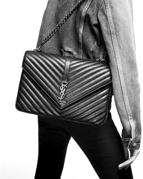 Shop Saint Laurent College Large Chain Bag In Quilted Leather